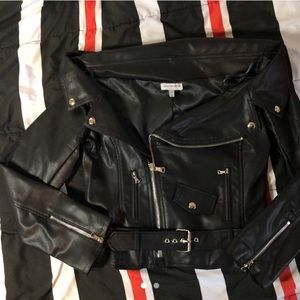 Off the Shoulder Moto Jacket Top